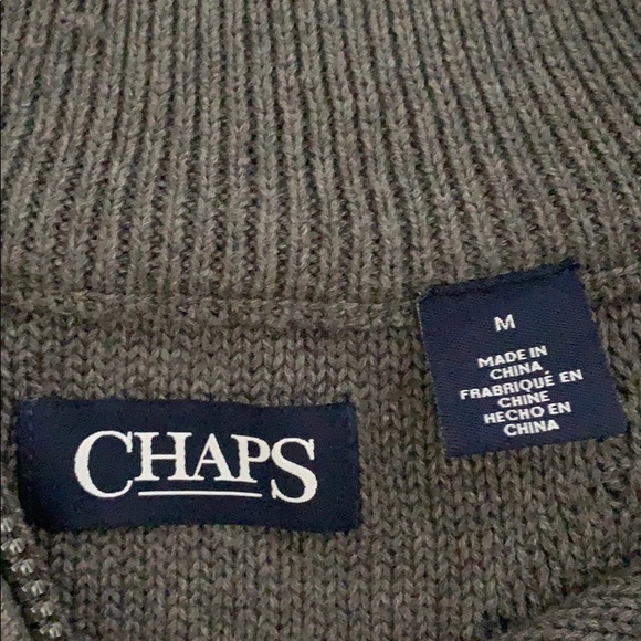 Chaps 1/4 Zip Cable Knit Gray Sweater Men’s Sz M - Picture 3 of 4